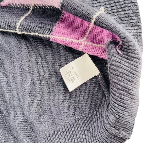 Croft & Barrow Argyle Print Cardigan Sweater XL Cotton & Acrylic Blend Navy Blue - Picture 3 of 5